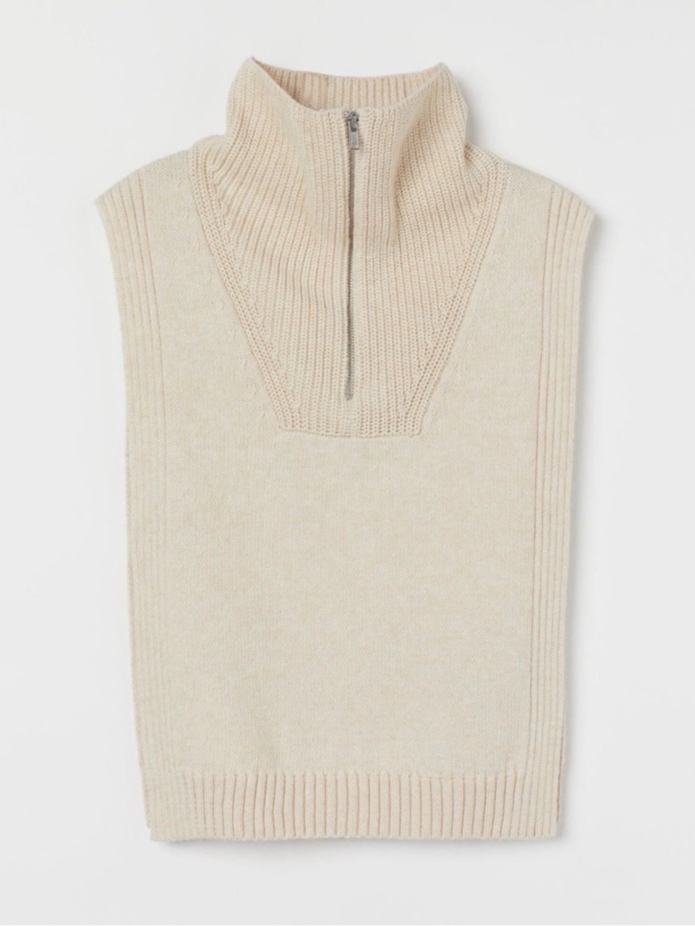 H&M Cream Half Zip Knit Sweater Vest Open Side Minimalist - Picture 2 of 15